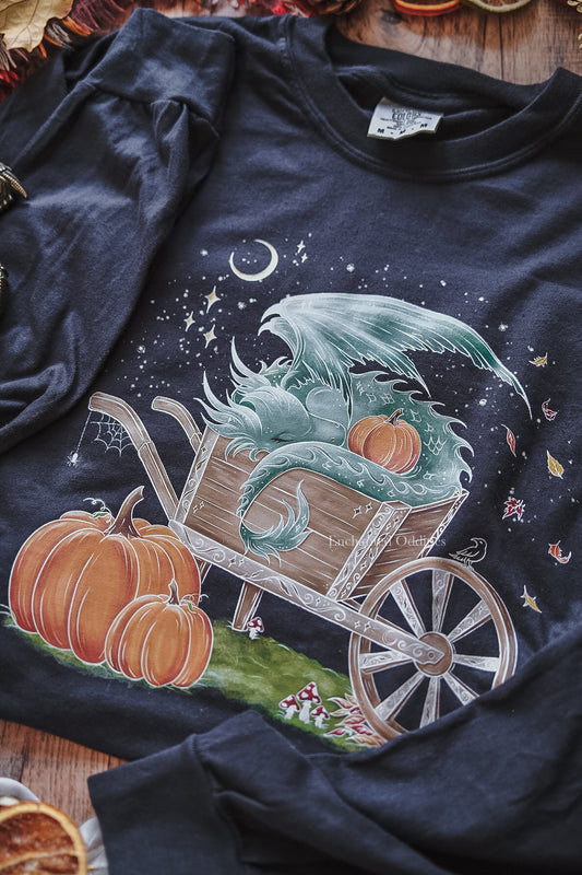Sleepy Harvest Dragon Printed Long Sleeve Tee