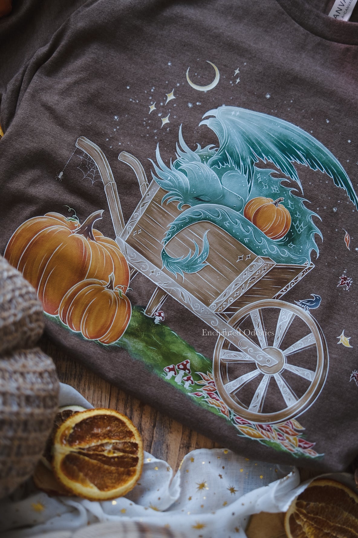 Sleepy Harvest Dragon Printed tee in Brown