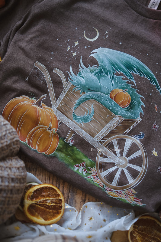 *PRE-ORDER* Sleepy Harvest Dragon Printed tee in Brown