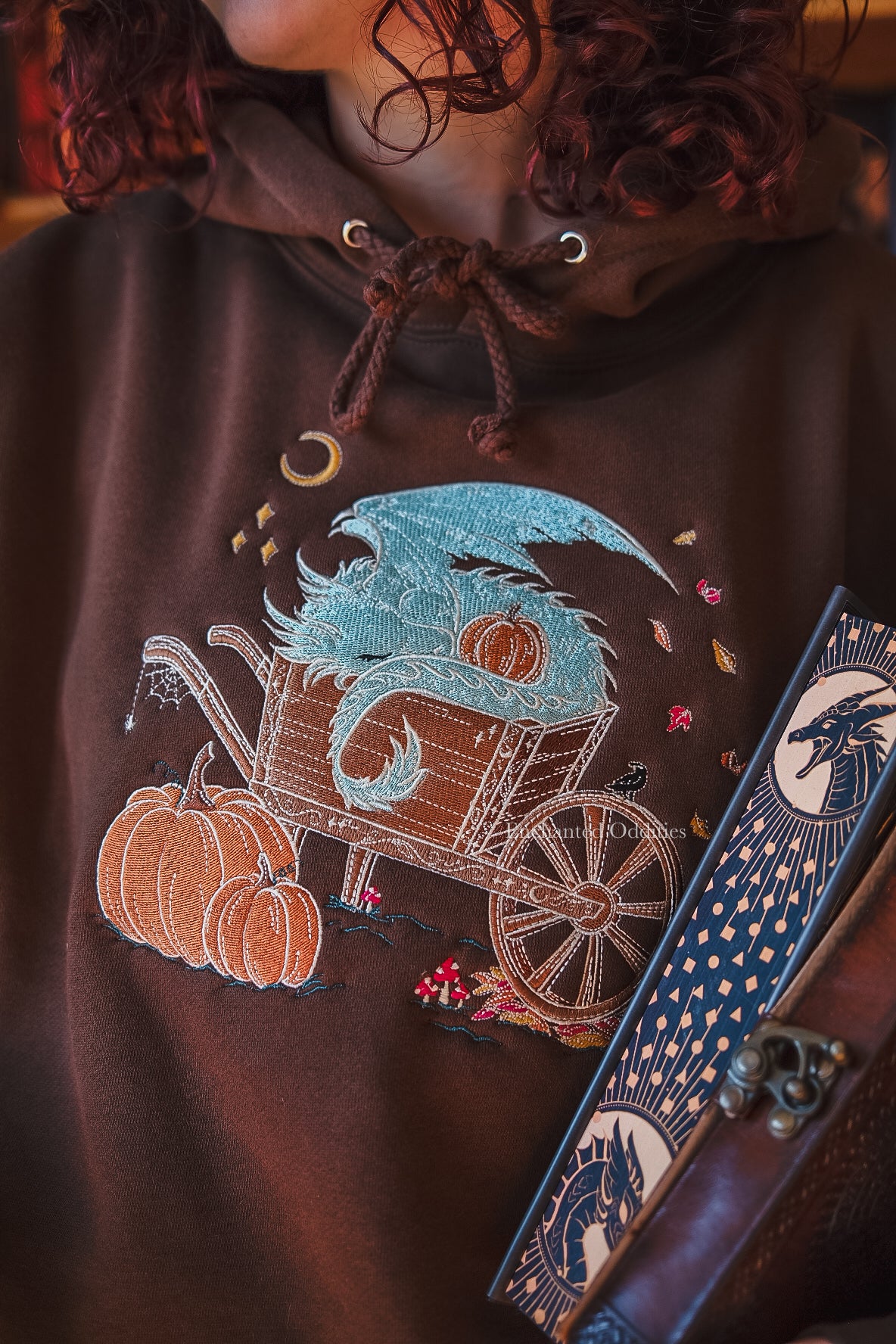 Sleepy Harvest Dragon Embroidered Hoodie