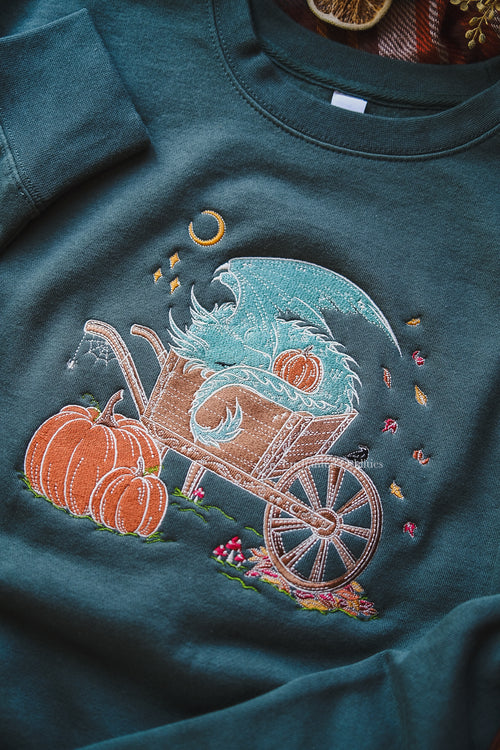 *Pre-order* Green Sleepy Harvest Dragon Embroidered Crewneck