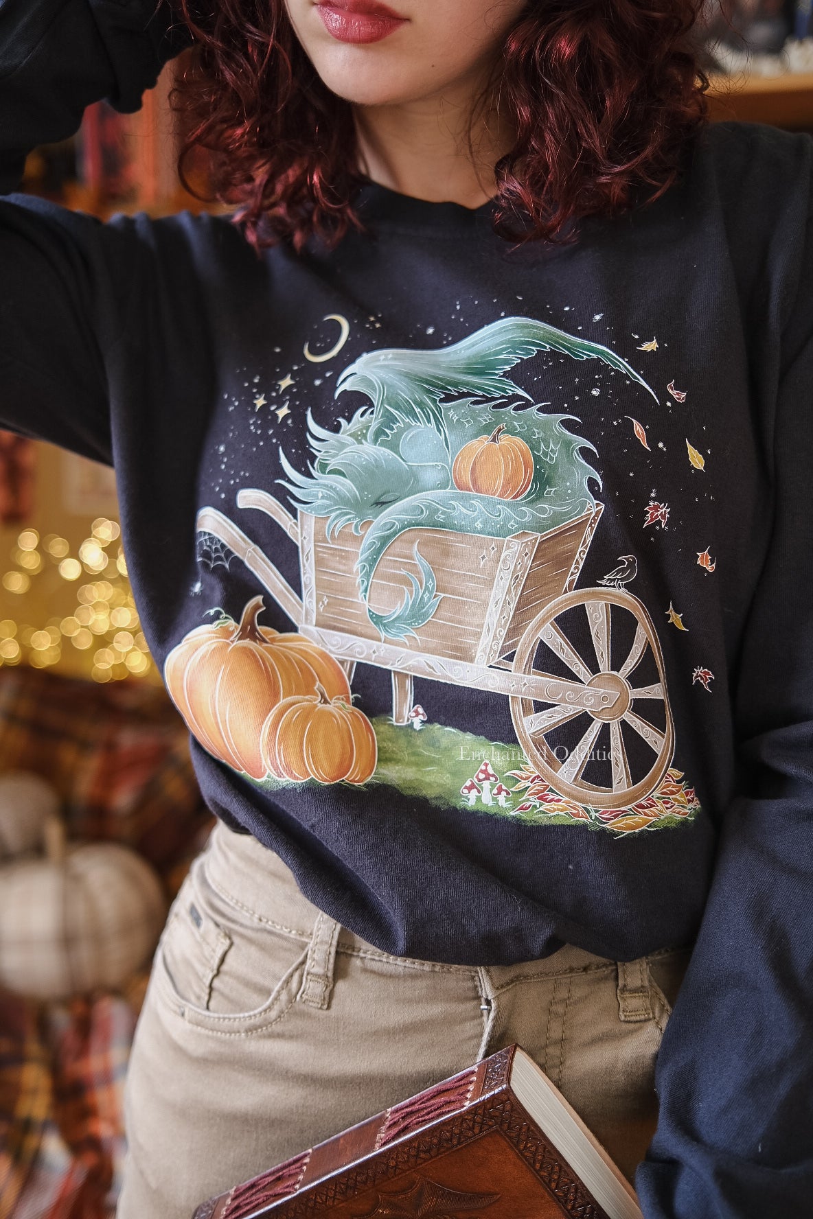 Sleepy Harvest Dragon Printed Long Sleeve Tee