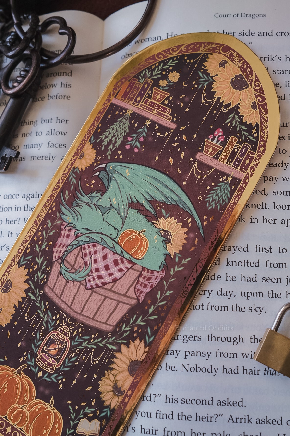 Sleepy Harvest Dragon Bookmark