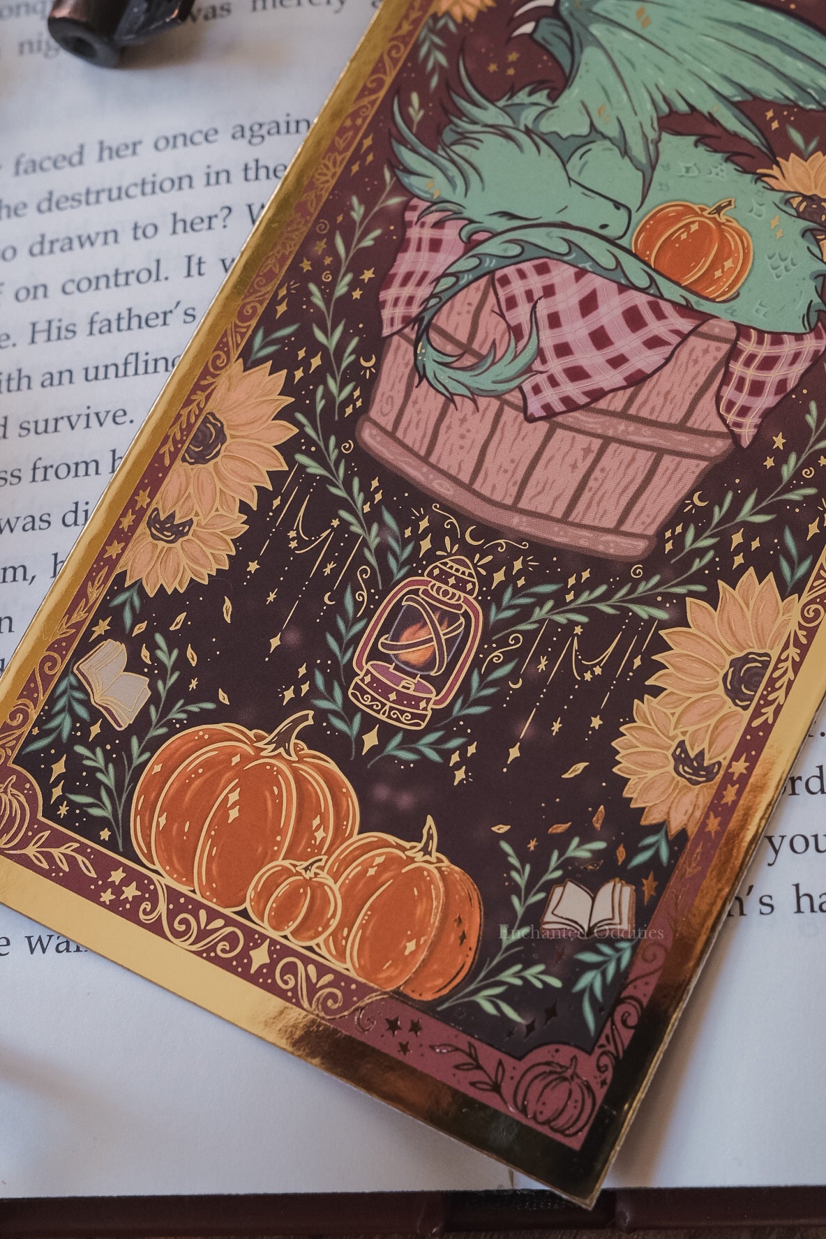 Sleepy Harvest Dragon Bookmark