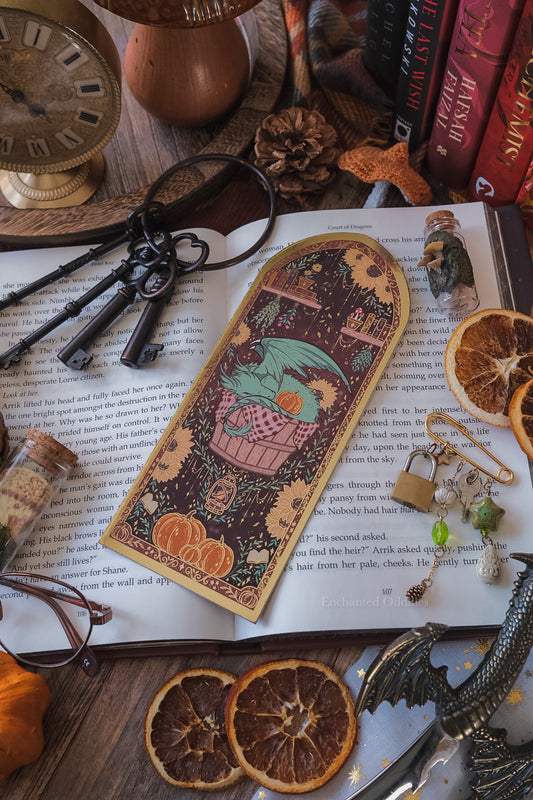 Sleepy Harvest Dragon Bookmark
