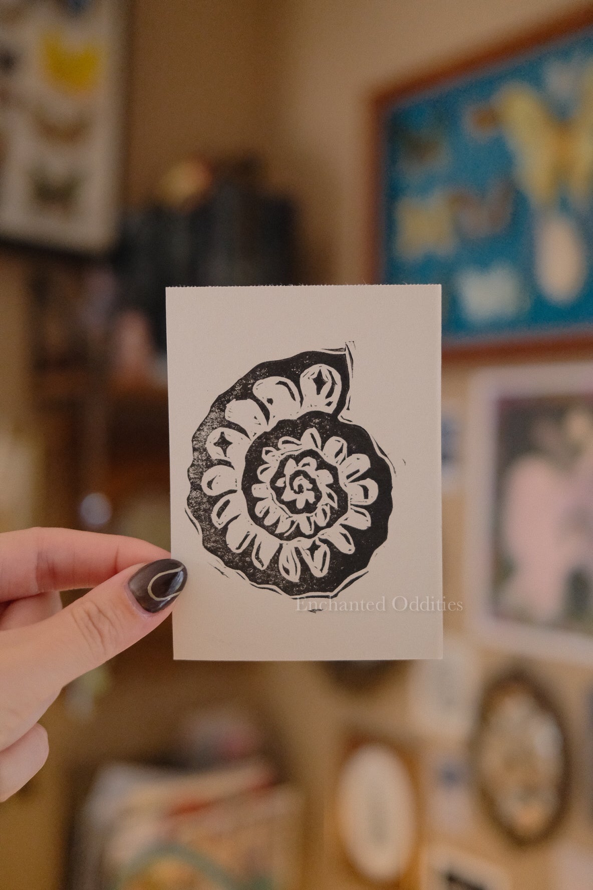 Ammonite Lino Print