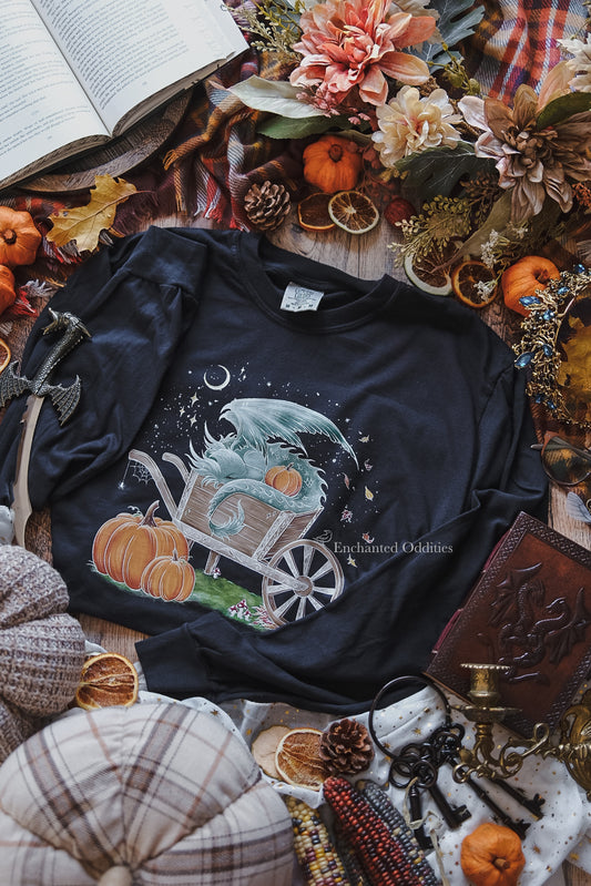 Sleepy Harvest Dragon Printed Long Sleeve Tee